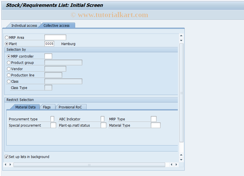 MD07 SAP Tcode Current Material Overview Transaction Code