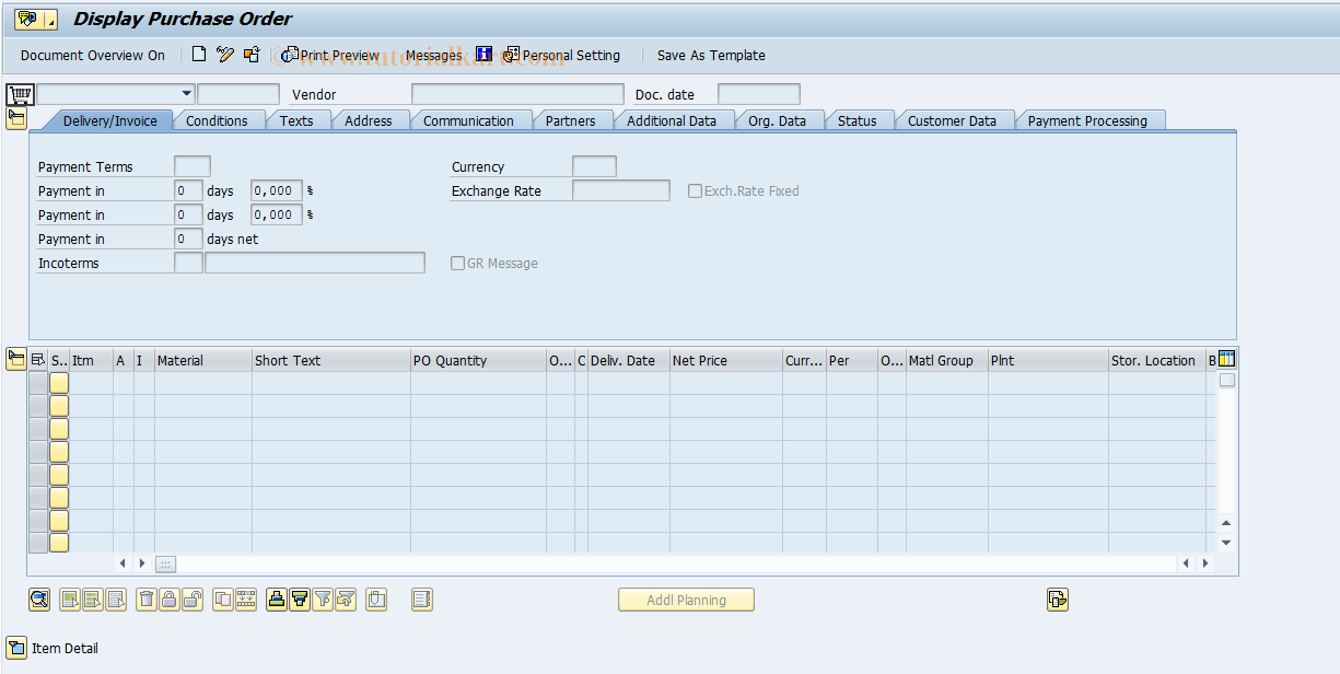 ME22N SAP Tcode Change Purchase Order Transaction Code