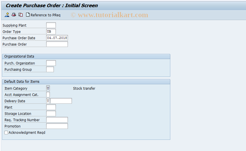 ME27 SAP Tcode Create Stock Transport Order Transaction Code