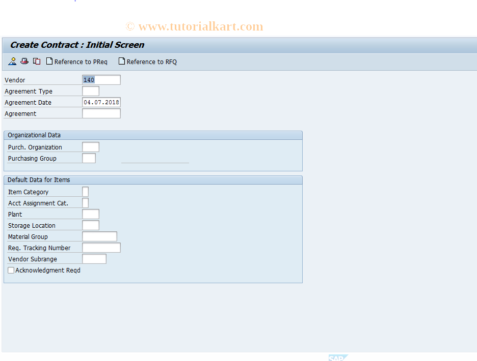 ME31K SAP Tcode Create Contract Transaction Code