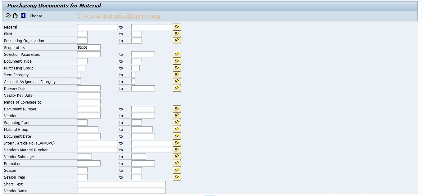 ME3M SAP Tcode Outline Agreements by Material