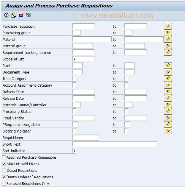 ME57 SAP Tcode Assign and Process Requisitions Transaction Code