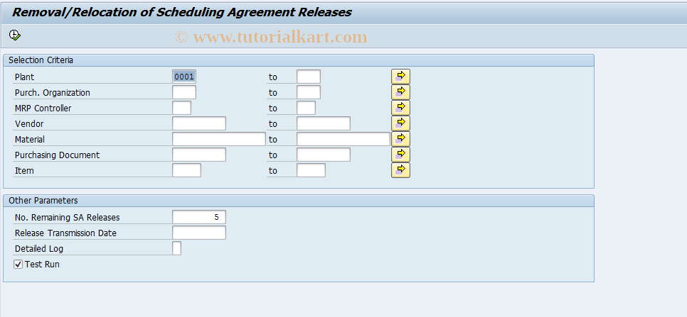 ME83 SAP Tcode Remove Scheduling Agreement Releases