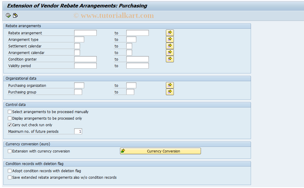 MEB7 SAP Tcode Extend Vendor Rebate Arrangements Transaction Code