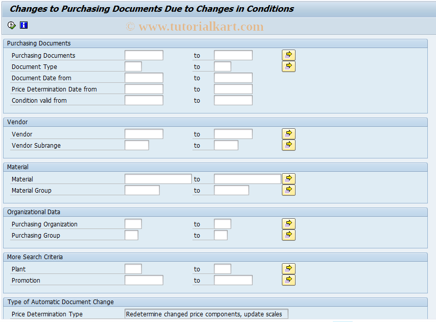 MEI1 SAP Tcode Automatic Purchasing Document Change Transaction Code