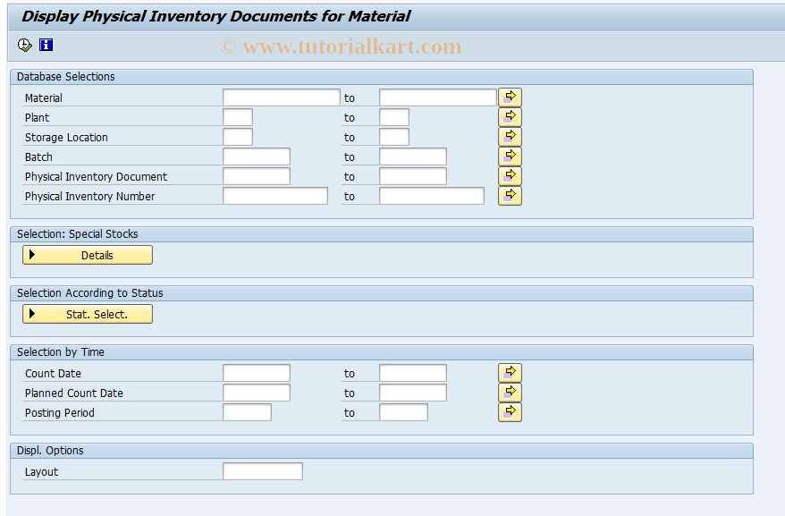 MI02 SAP Tcode Change Physical Inventory Document Transaction Code