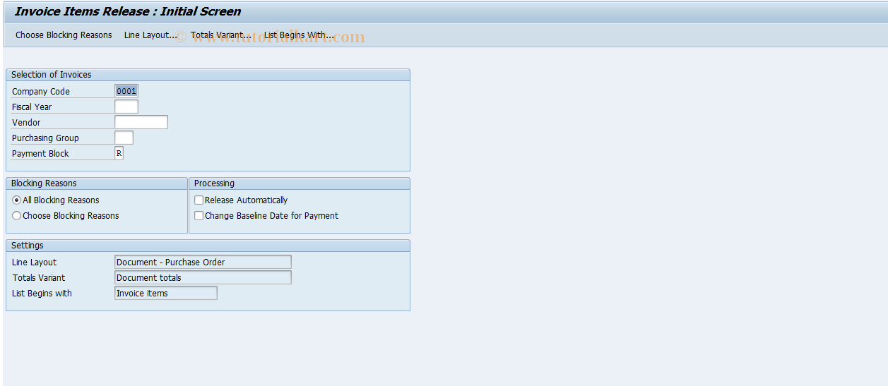 MR02 SAP Tcode Process Blocked Invoices Transaction Code