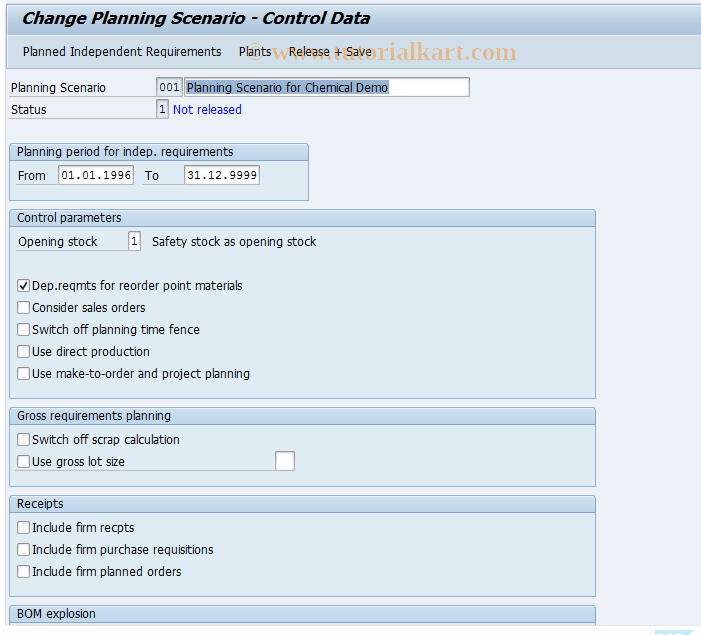 MS32 SAP Tcode Change planning scenario Transaction Code