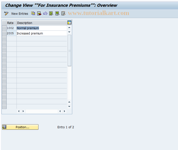 OAVT SAP Tcode C AM View Maintenance Insurance Premium Transaction Code