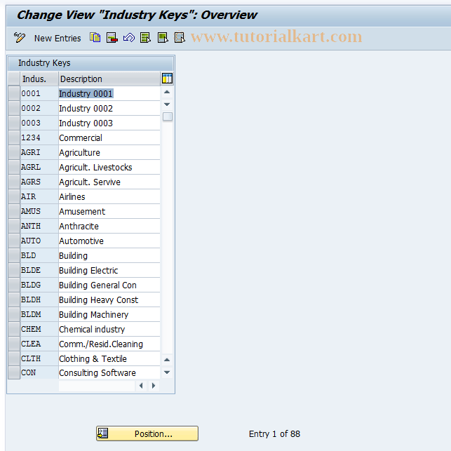 OB44 SAP Tcode C FI Maintain Table T016 Transaction Code