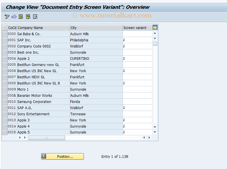 OB71 SAP Tcode C FI Maintain Table T001 Transaction Code