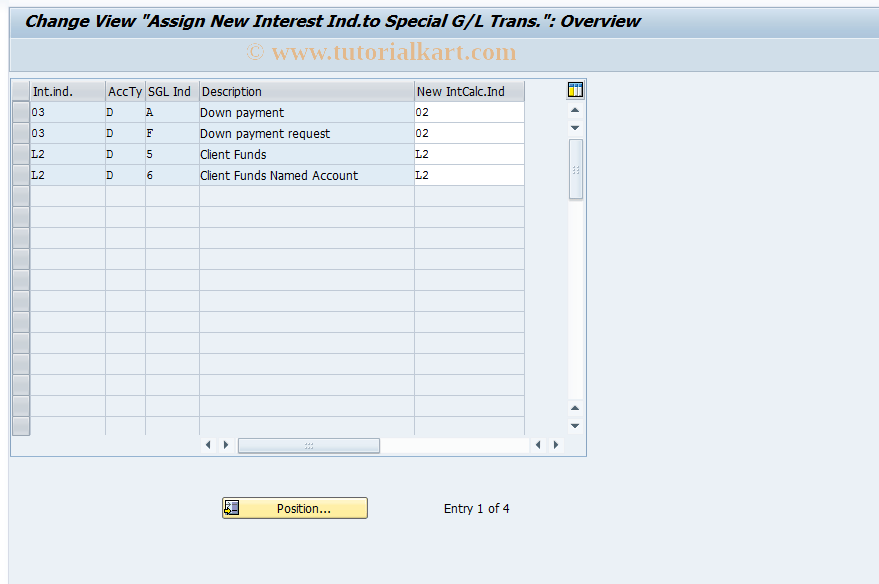 OBAB SAP Tcode C FI Maintain Table T056Y Transaction Code