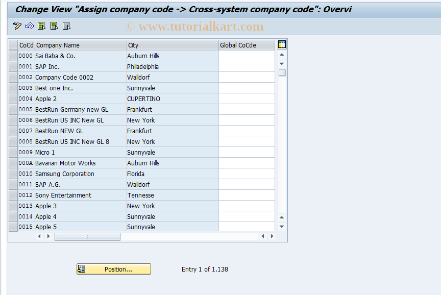 OBB5 SAP Tcode C FI Maintain Table T001 Transaction Code