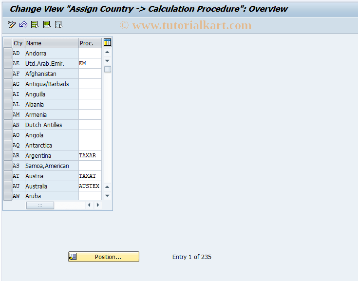 OBBG SAP Tcode C FI Maintain Table T005 (KALSM) Transaction Code