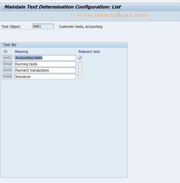 OBT2 SAP Tcode C FI Maintain Table TTXID (KNB1) Transaction Code