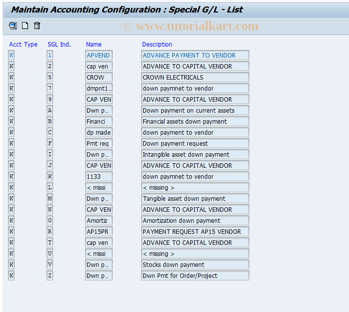 OBYR SAP Tcode C FI Table T074 Transaction Code