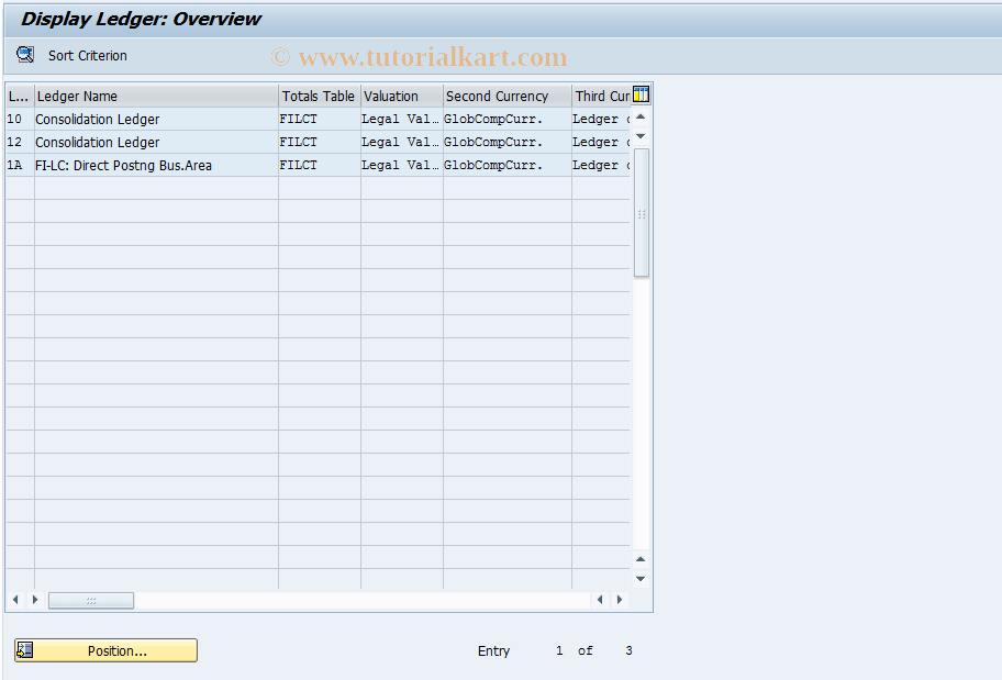 OCL3 SAP Tcode FILC Display Ledger Transaction Code
