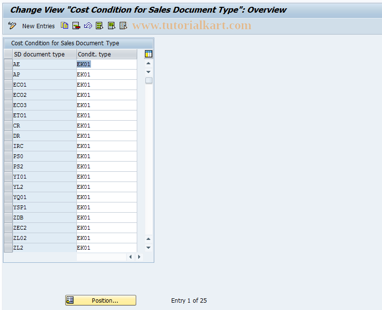 ODP4 SAP Tcode Determine Cost Condition Transaction Code