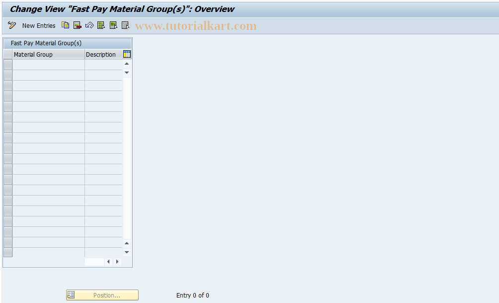 OFFPMG SAP Tcode Fast Pay material group Transaction Code