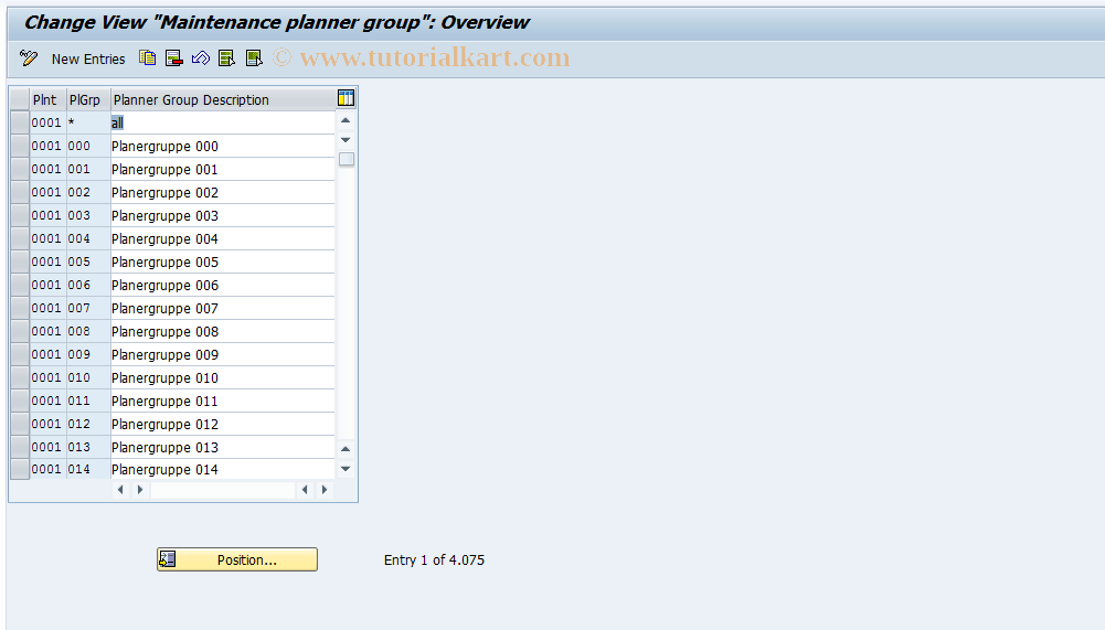 OIL3 SAP Tcode Planner Group Transaction Code
