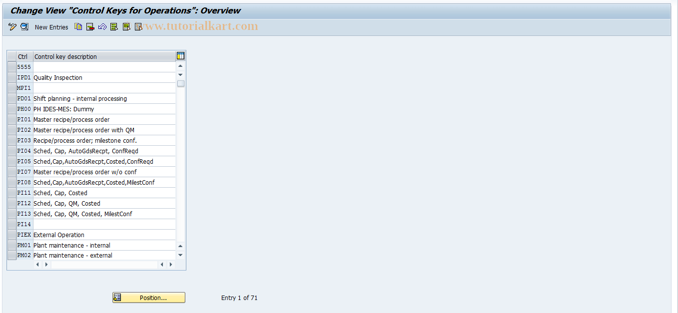 OIO7 SAP Tcode Operation Control Keys Transaction Code