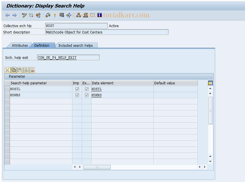 OKEB SAP Tcode Display Cost Center Matchcode IDs Transaction Code