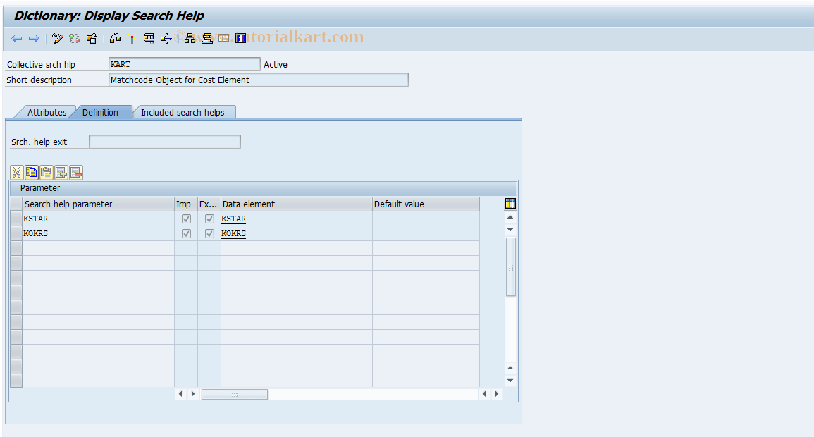 OKEC SAP Tcode Maintain Cost Element Matchcode IDs Transaction Code