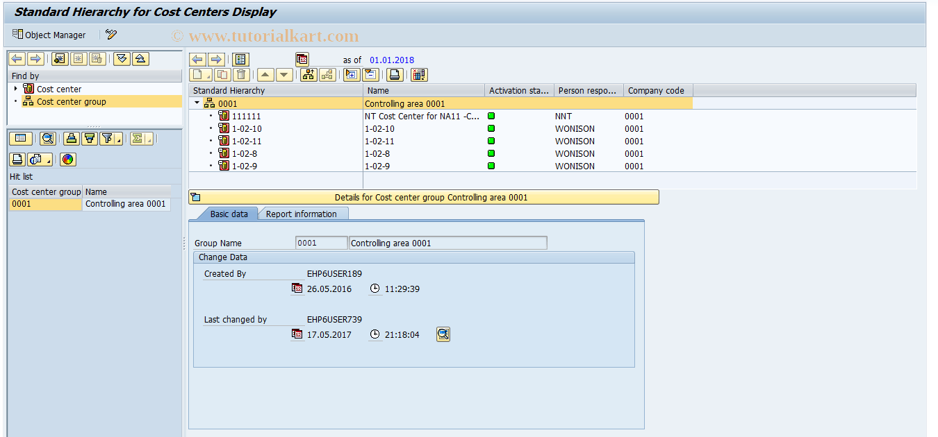 OKENN SAP Tcode Display Standard Hierarchy Transaction Code
