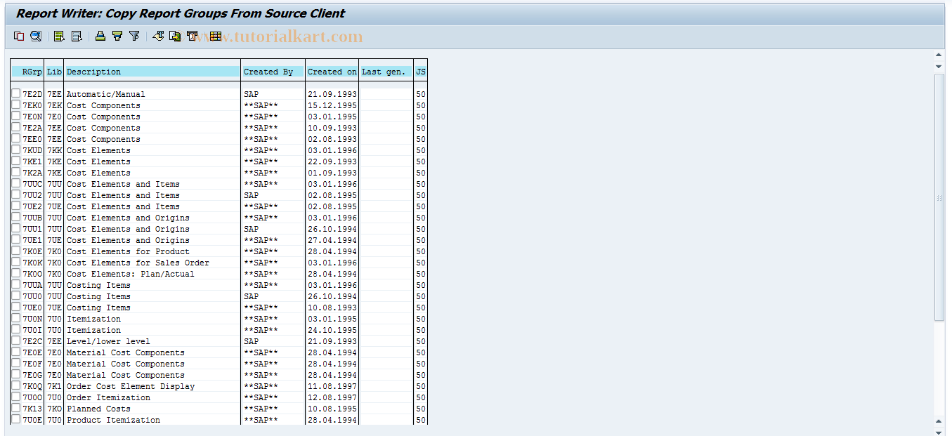 OKSL SAP Tcode Import Reports for Product Costing Transaction Code