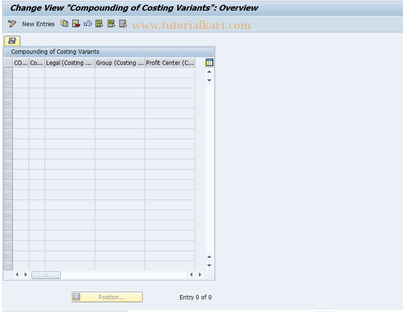 OKYY SAP Tcode Costing Variants (Brackets) Transaction Code