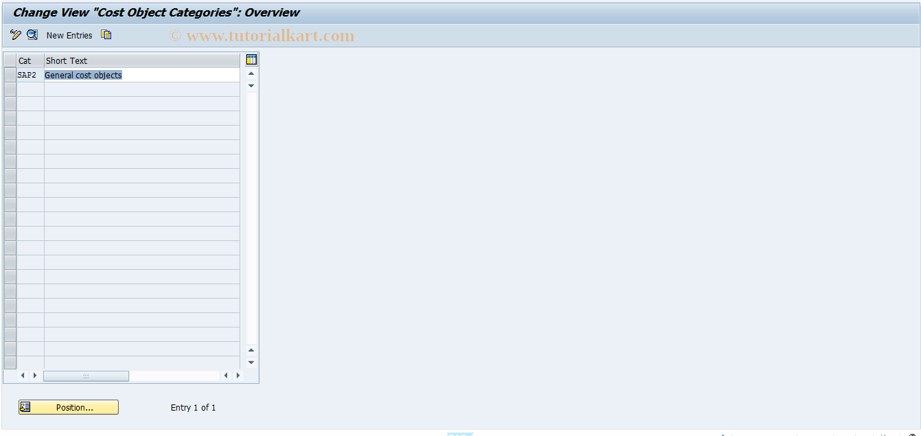 OKZ7 SAP Tcode General Cost Object Categories Transaction Code