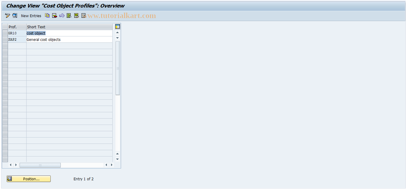 OKZ8 SAP Tcode General Cost Object Profiles Transaction Code