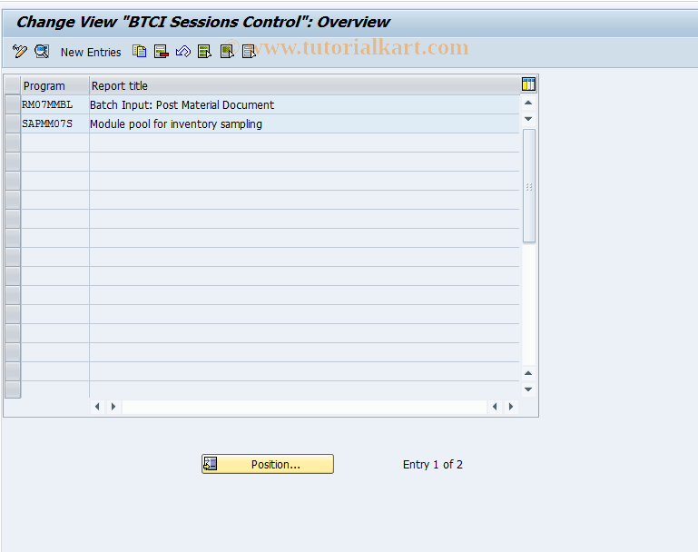 OMBF SAP Tcode Control BTCI Sessions for Goods Mvmt Transaction Code
