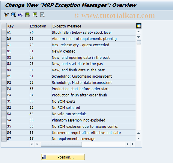 OMD3 SAP Tcode C RMMAT MD Exception Message T458A Transaction Code