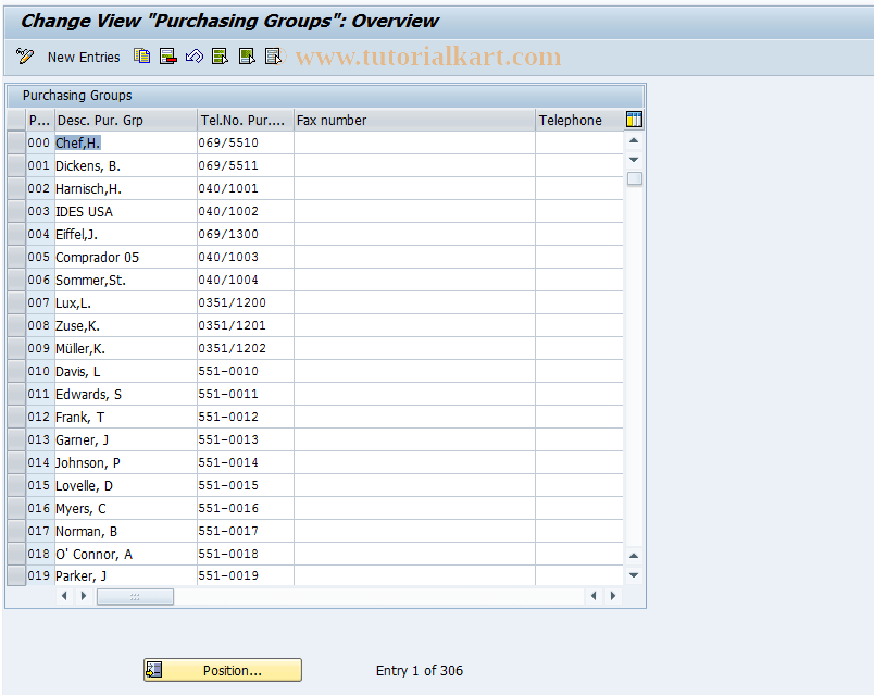 OME4 SAP Tcode C MMPUR Purchasing Groups Transaction Code