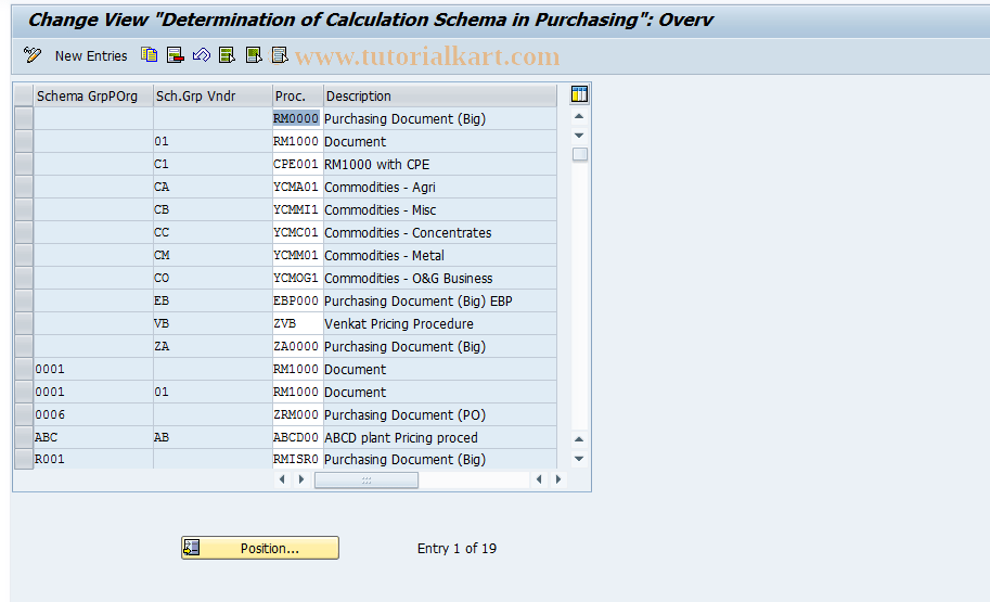 OMFO SAP Tcode C MMPUR Find Calculation Schema Transaction Code