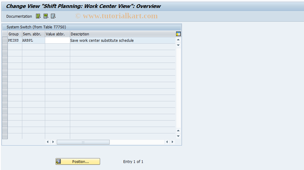 OODE SAP Tcode Shift Planning Work Center View Transaction Code
