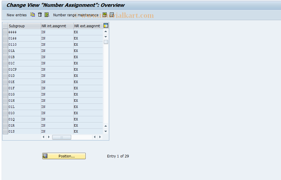 OONR SAP Tcode Number Ranges Transaction Code