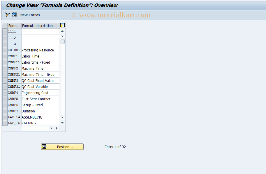 OP56 SAP Tcode Define Formula Transaction Code