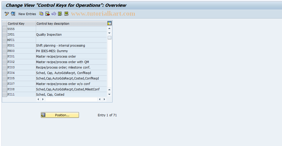 OPJ8 SAP Tcode Maintain Operation Control Key Transaction Code