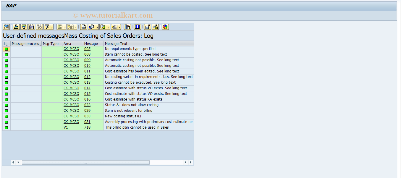 OPR4_CKMC SAP Tcode Mass Costing Sales Documents Transaction Code