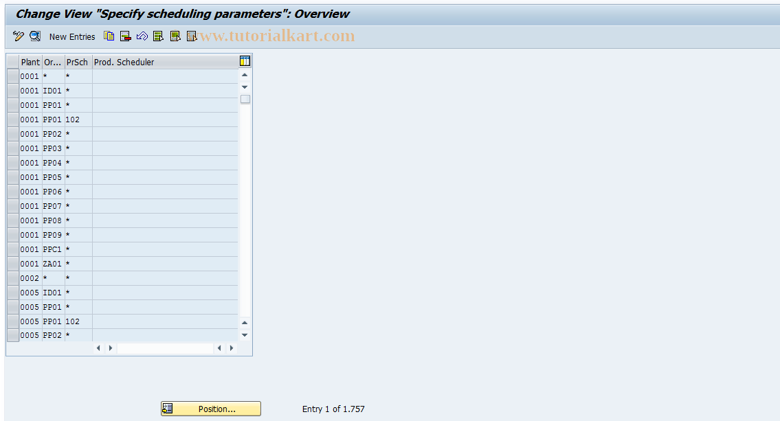 OPU3 SAP Tcode Production order control parameters Transaction Code