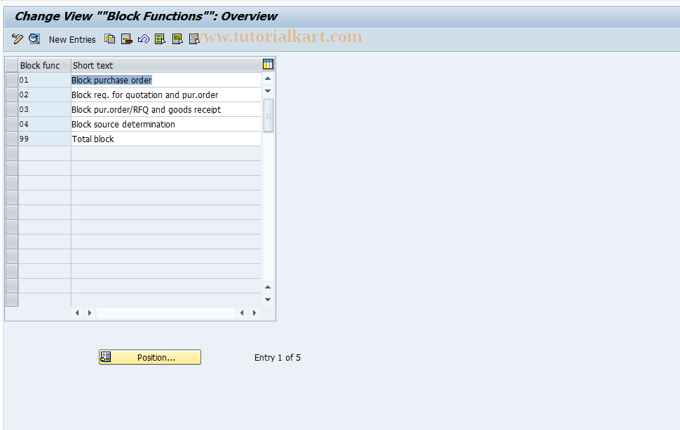 OQB3 SAP Tcode Maintain procurement block key Transaction Code