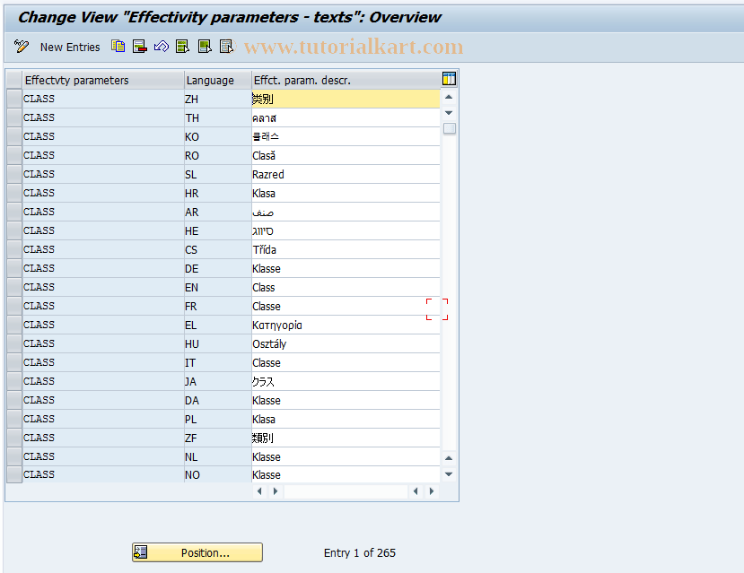 OS62 SAP Tcode Effectivity parameters popup texts Transaction Code