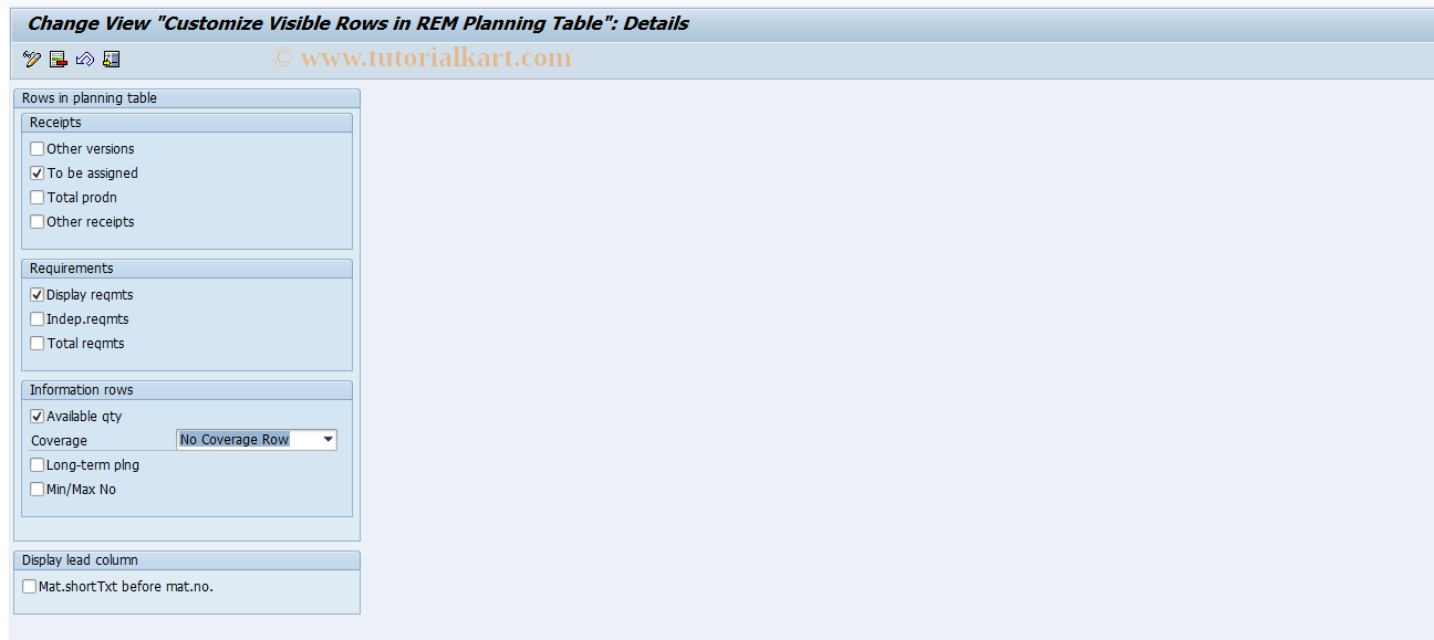 OS81 SAP Tcode REM Planning Table (Row Display) Transaction Code