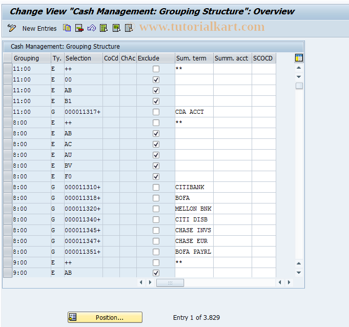 OT17 SAP Tcode C FI Maintain Table T038 Transaction Code