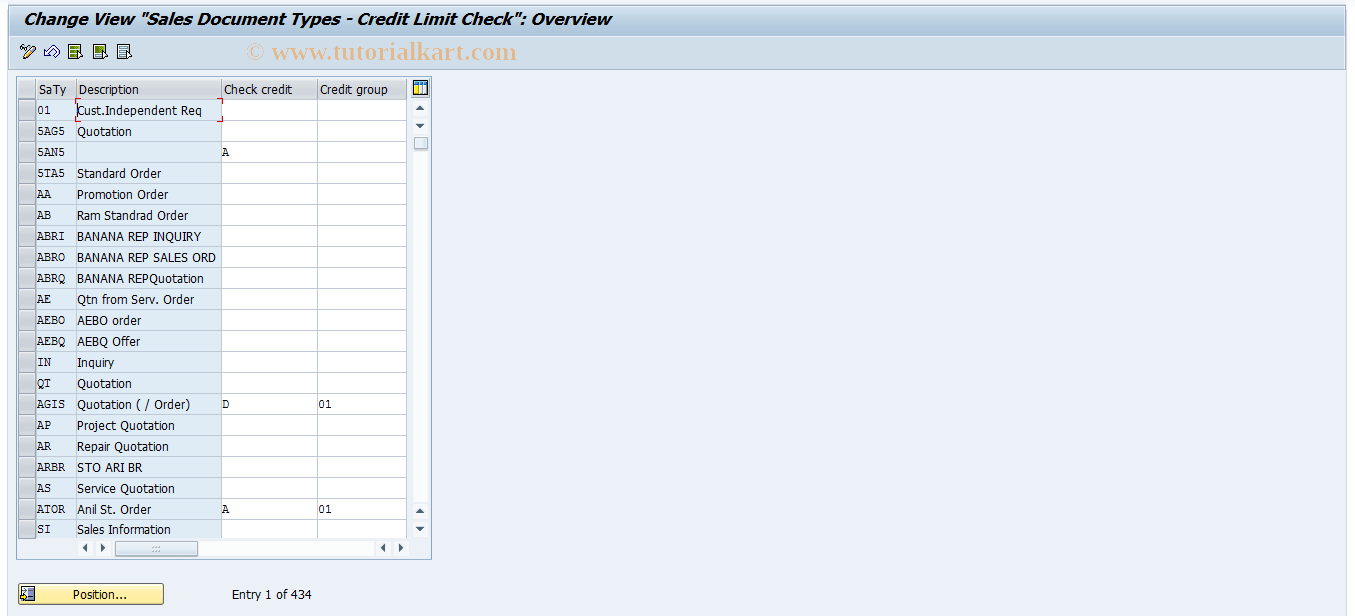 OVAK SAP Tcode Sales Order Type Assignment Transaction Code