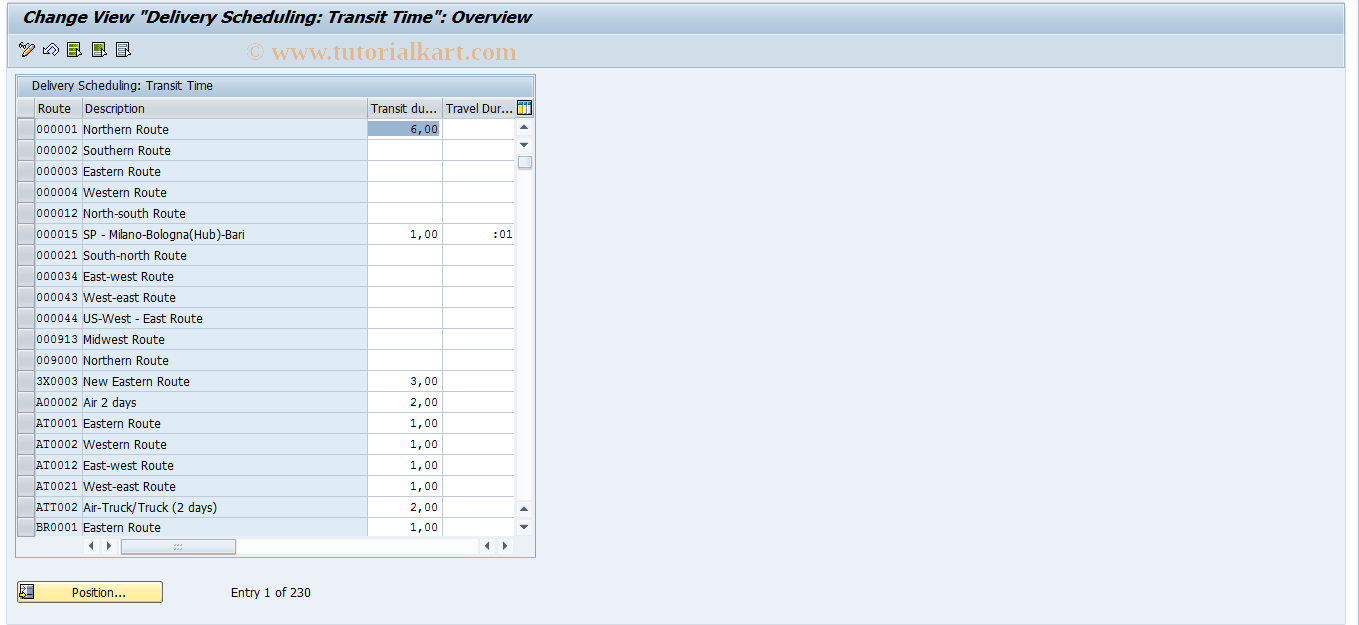 OVL5 SAP Tcode Maintain Transit Time Transaction Code