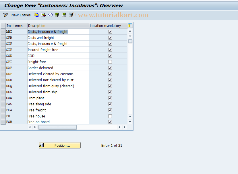 Incoterms In Sap