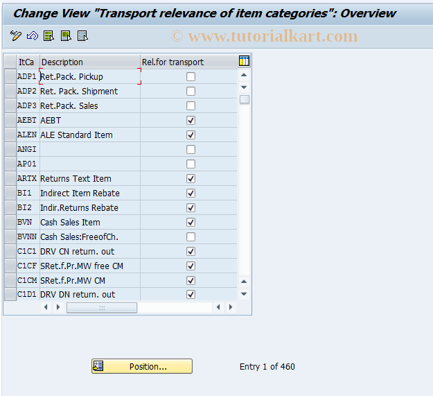 OVTL SAP Tcode C RV Delete item cats Transportation relev